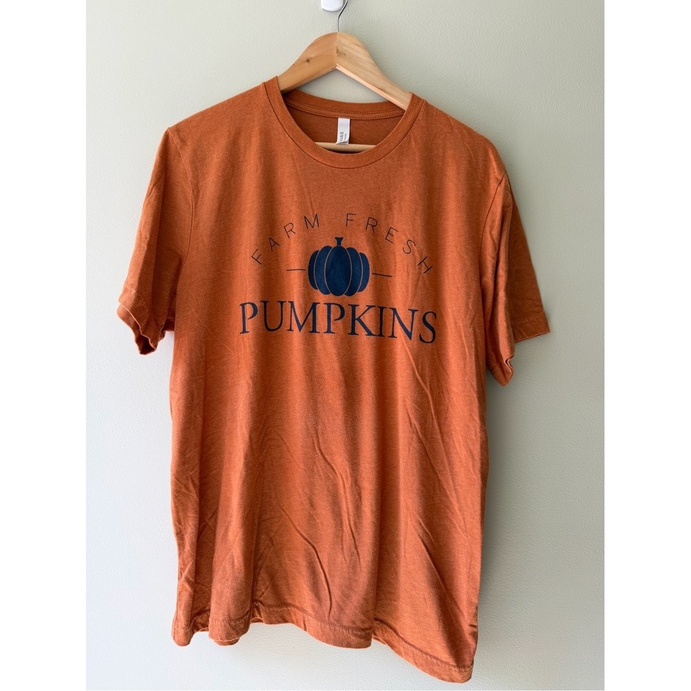 Fall Autumn Pumpkin Bella Canvas Graphic Tee L‎ Orange Farm Fresh Short Sleeve